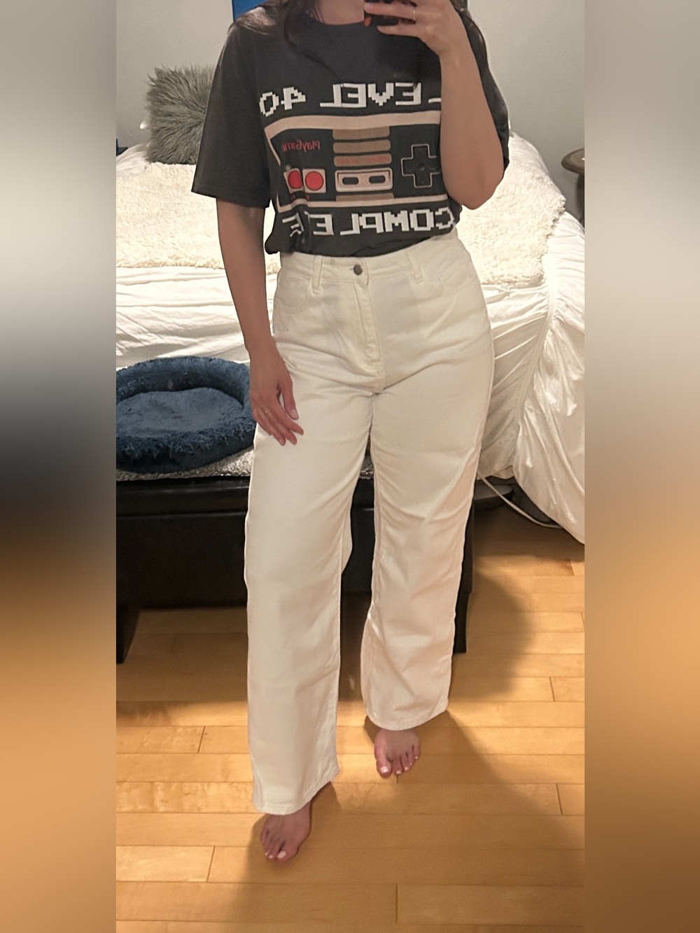 White Cotton Jeans Wide Leg Jeans
